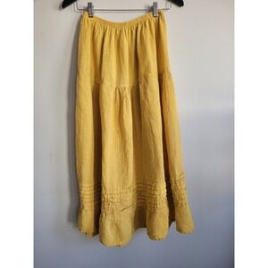Boho Forest Fairy Yellow Maxi Skirt Gauze Size Small